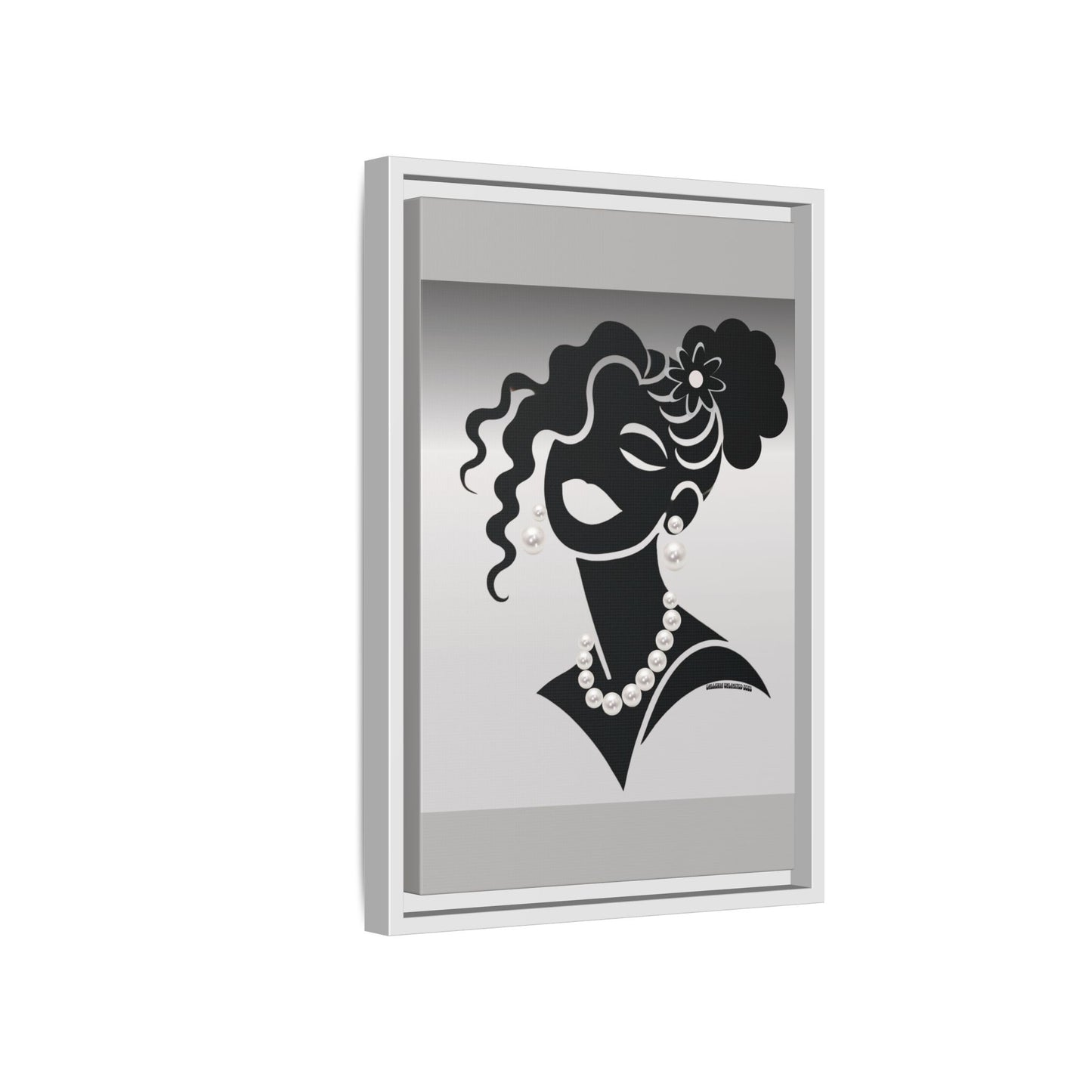 Pearls & Curls5 | Black and White - Framed Matte Canvas Art (black or white frame)