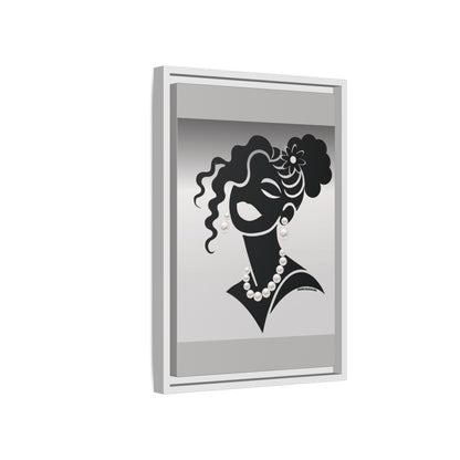Pearls & Curls5 | Black and White - Framed Matte Canvas Art (black or white frame)