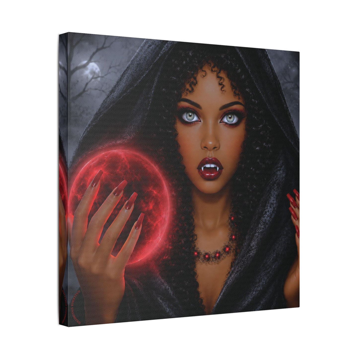 Harvest Muse 0 | Scarlet Oracle - Halloween Vampire Satin Stretched Canvas Print
