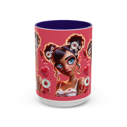 Heartbreaker 1 | Raspberry - Coffee Mug, two-tone, 15 oz (multiple handle colors)