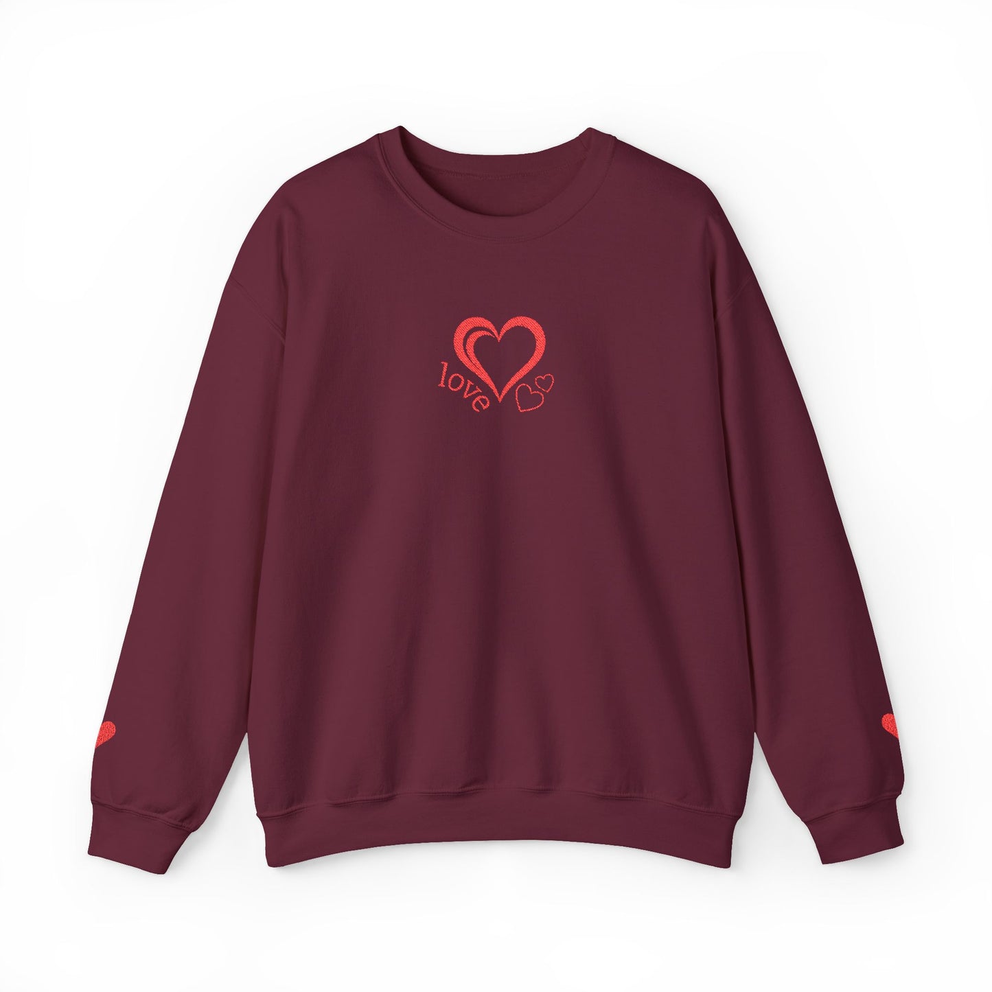 Heartbreaker 0 | Red Embroidered Love Crewneck Sweatshirt