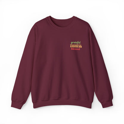 The Cozy Edit2 | Embroidered "Grateful - Thankful - Blessed" Crewneck Sweatshirt (multiple colors)