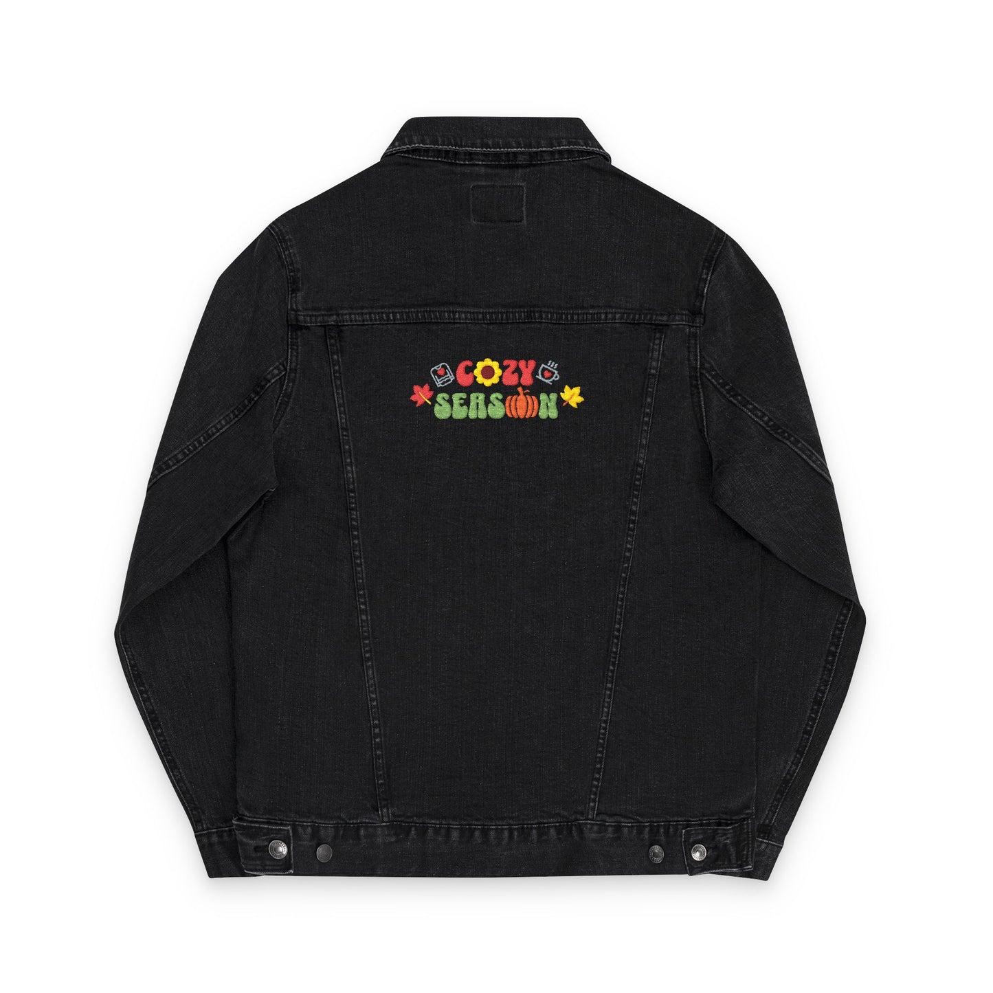 The Cozy Edit1 - Embroidered Denim Jacket (classic, black, and white denim)