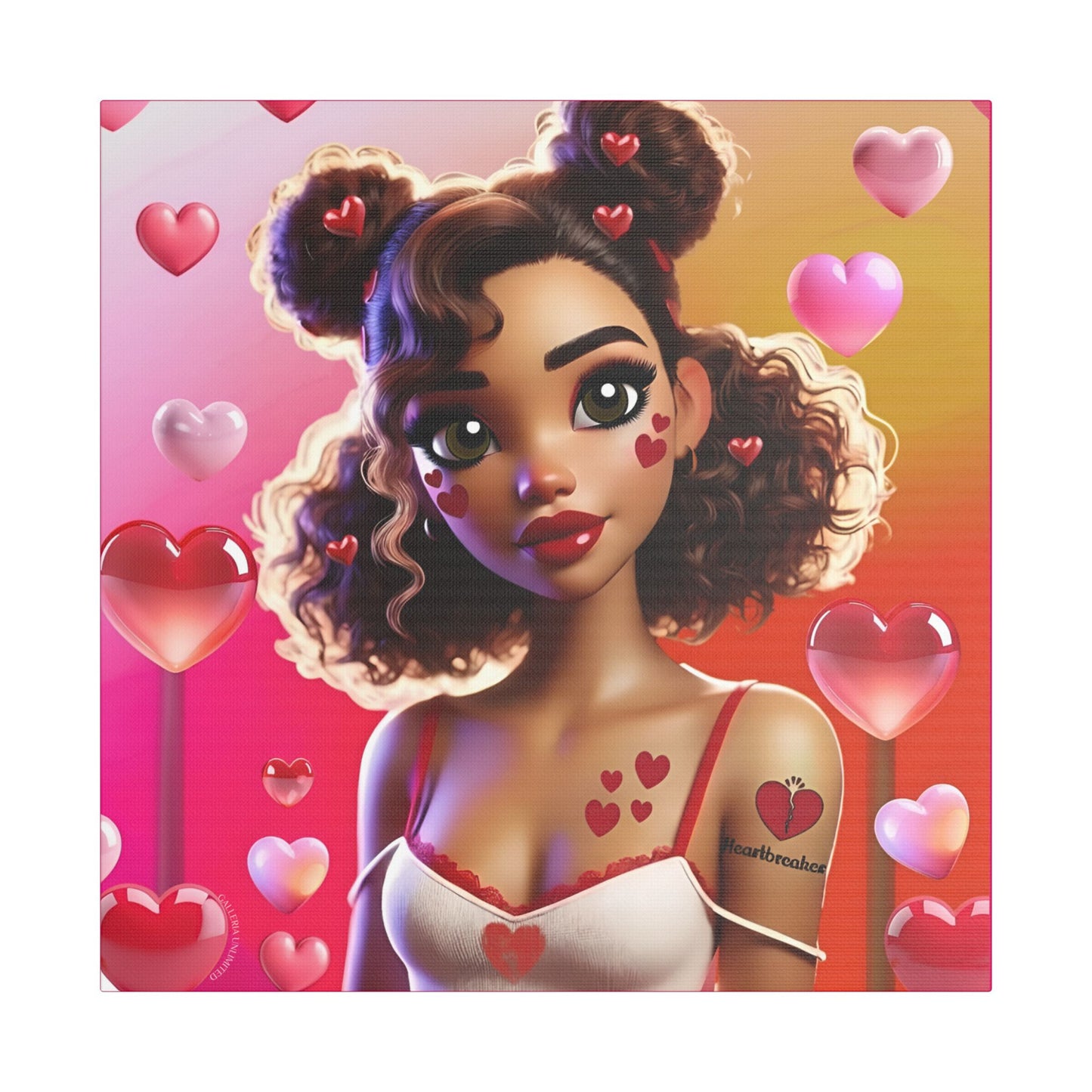 Heartbreaker 2 | Watermelon Satin Stretched Canvas Print