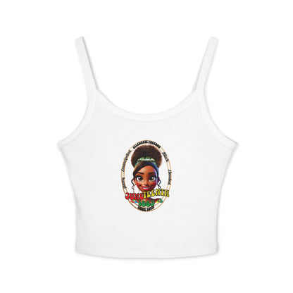 The 92% Club |Juneteenth Celebration Spaghetti Strap Baby Tank Top, front and back design
