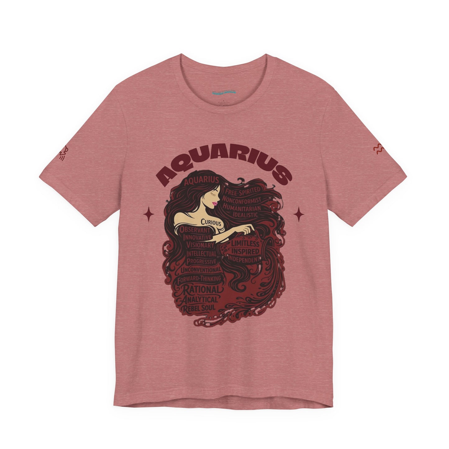 Aquarius| Word Art Graphic Tee2 (garnet)--"Aquarius" Definition on Back