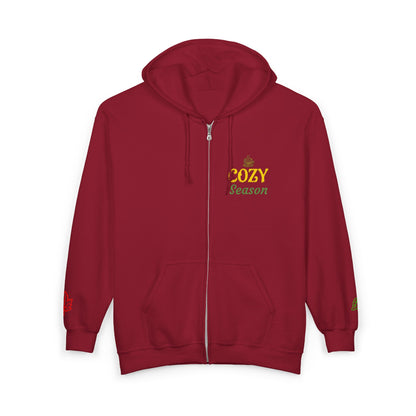 Harvest Haze | 'Cozy Season' Embroidered Zip Hoodie (multiple colors)
