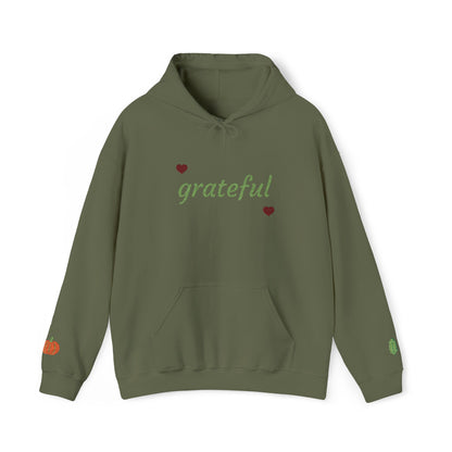 Autumn Harvest 3 | 'Grateful' Light Green Embroidered Fall Hoodie (multiple colors)