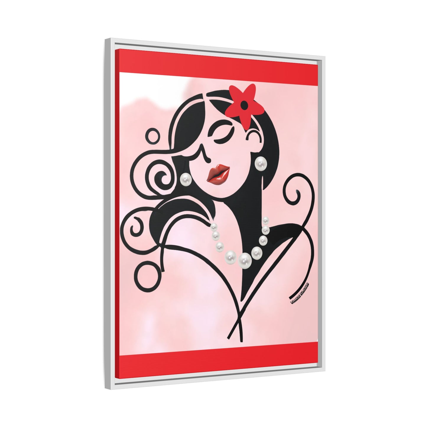 Pearls & Curls 4 | Cherry Kiss Framed Matte Canvas Wall Art (black or white frame)