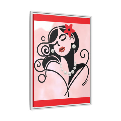 Pearls & Curls 4 | Cherry Kiss Framed Matte Canvas Wall Art (black or white frame)
