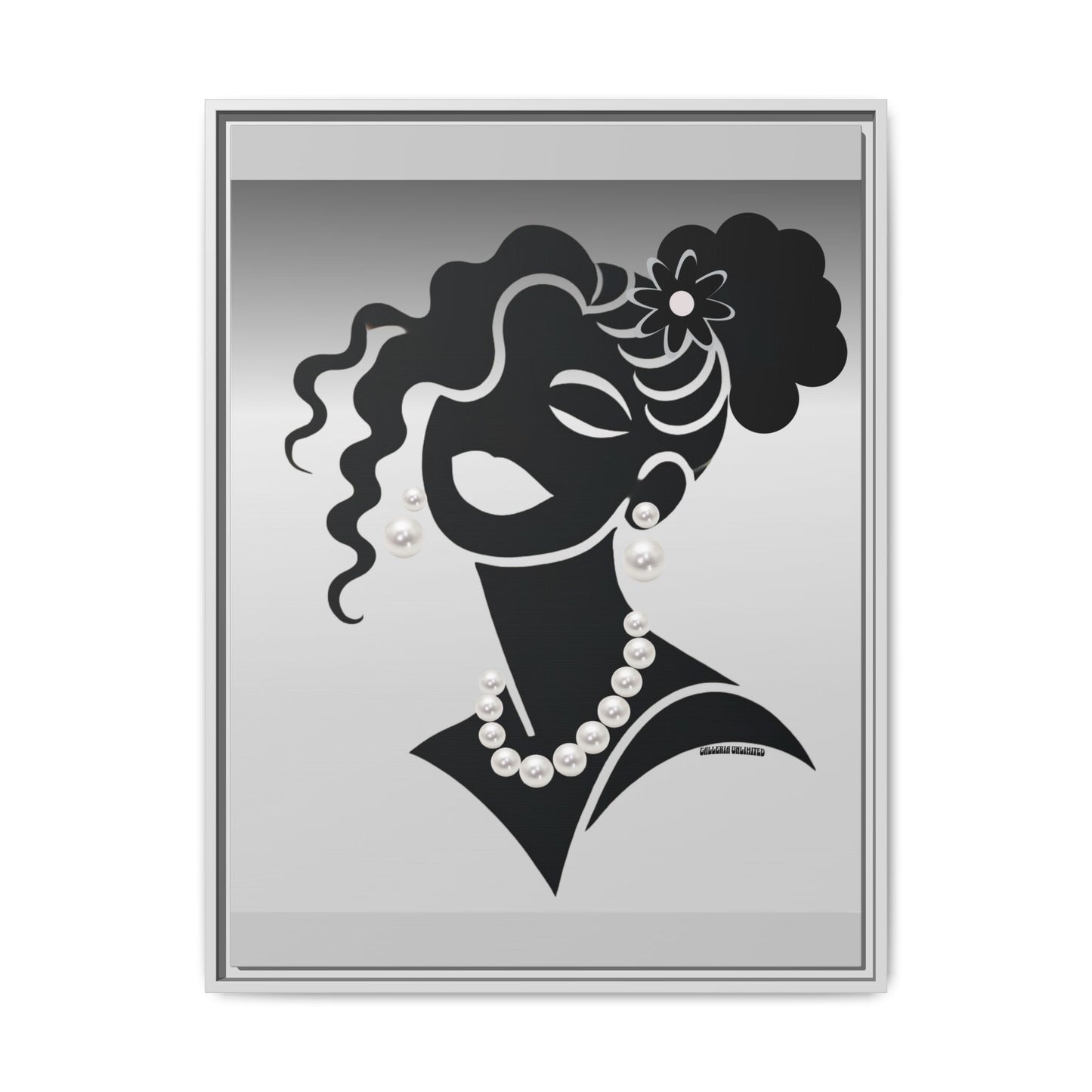 Pearls & Curls 2 | Black and White Framed Matte Canvas Wall Art (black or white frame)