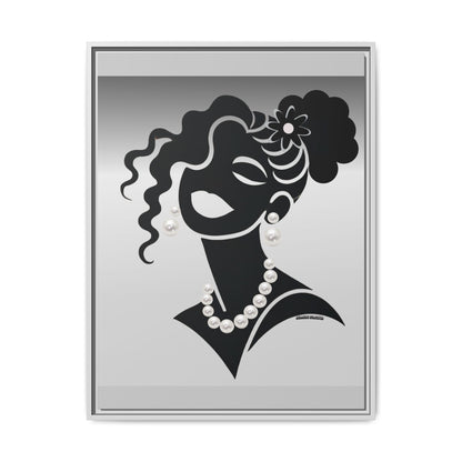 Pearls & Curls 2 | Black and White Framed Matte Canvas Wall Art (black or white frame)