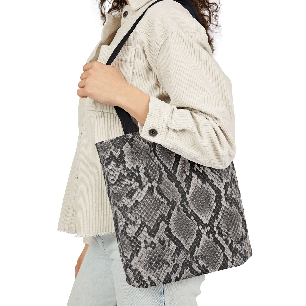 Snake | Grey Snakeskin Pattern Canvas Tote Bag