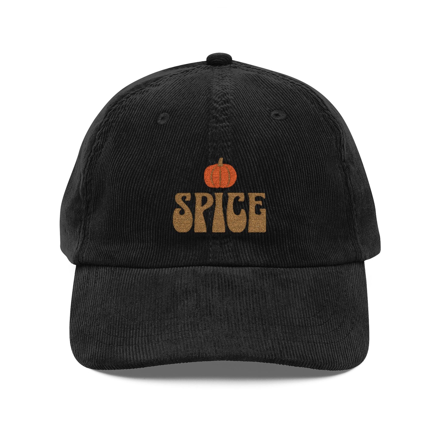 The Cozy Edit3 | Gold Embroidered Pumpkin Spice Corduroy Cap