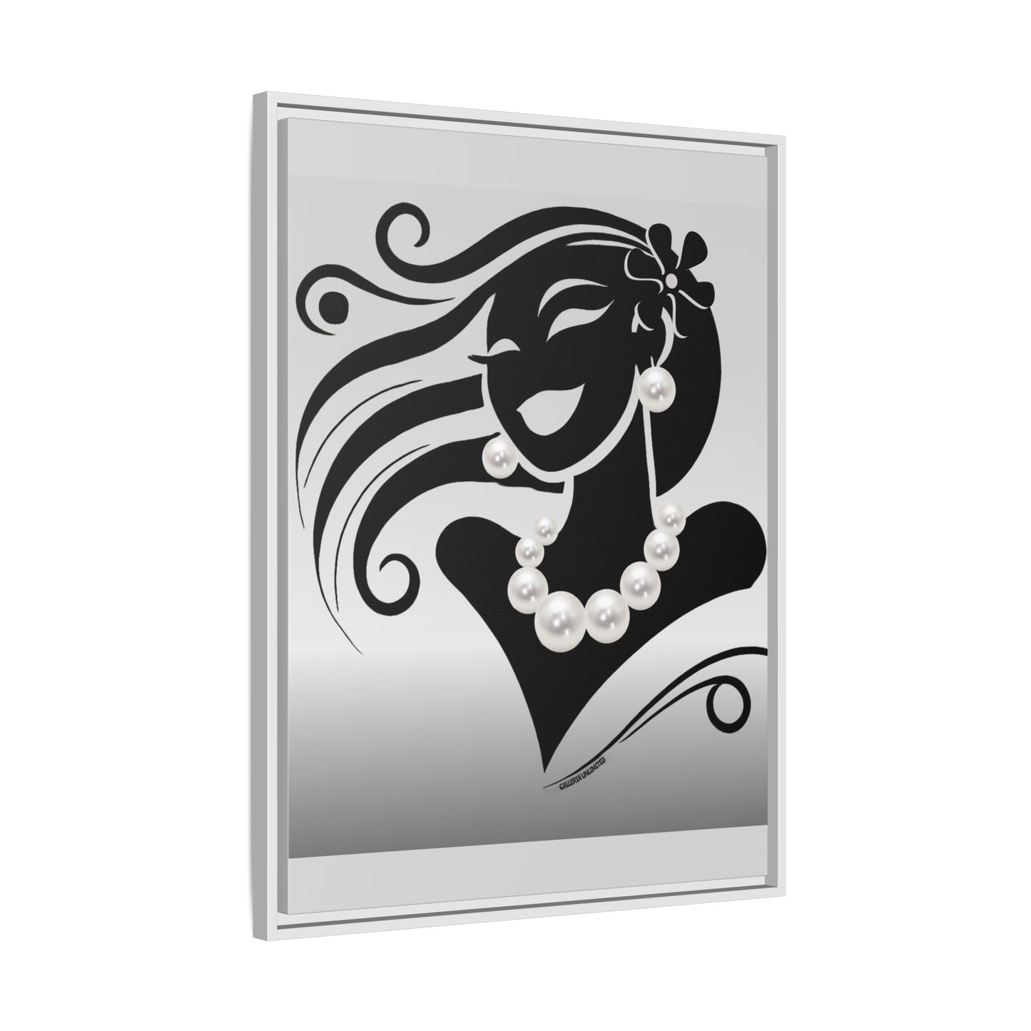 Pearls & Curls 6 | Black and White Framed Matte Canvas Wall Art (black or white frame)