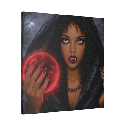 Harvest Muse 0 | Scarlet Oracle - Halloween Vampire Satin Stretched Canvas Print