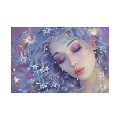Winter Fantasy 4 | Celestial Maiden Serenity Satin Stretched Canvas Print