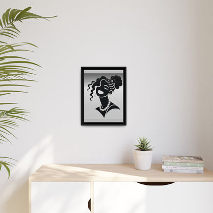 Pearls & Curls 2 | Black and White Framed Matte Canvas Wall Art (black or white frame)