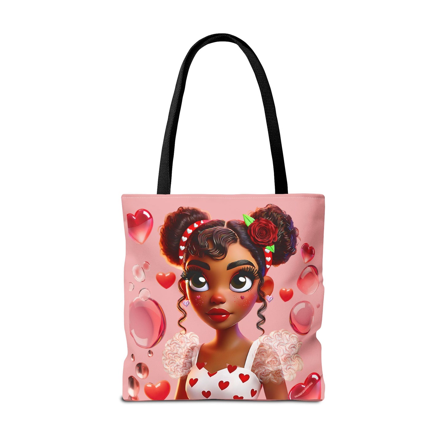 Heartbreaker Girl | Bubble Gum All -Over-Print Two-Tone Tote Bag (multiple strap colors)
