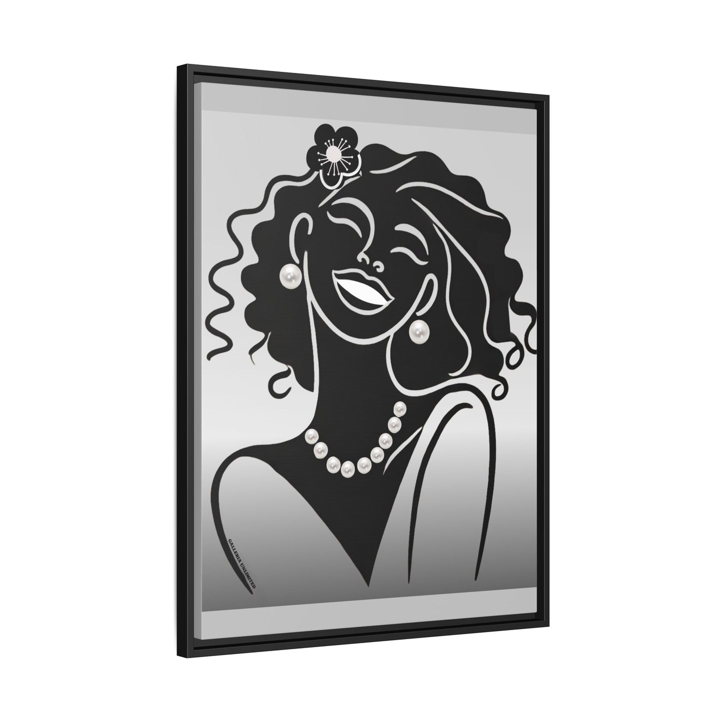Pearls & Curls 2 | Black and White Framed Matte Canvas Wall Art (black or white frame)