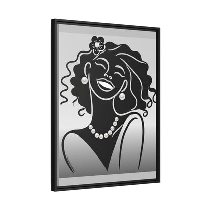 Pearls & Curls 2 | Black and White Framed Matte Canvas Wall Art (black or white frame)