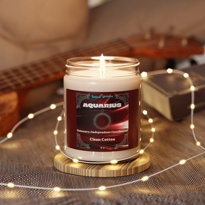 Aquarius | Clean Cotton Candle, 9oz (garnet)