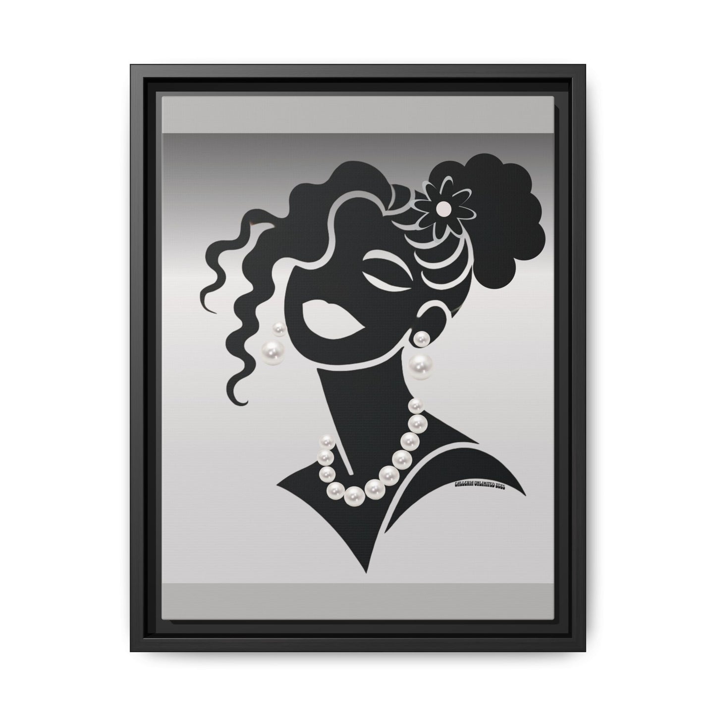 Pearls & Curls5 | Black and White - Framed Matte Canvas Art (black or white frame)