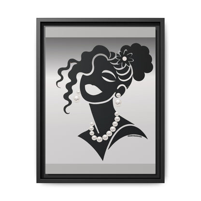 Pearls & Curls5 | Black and White - Framed Matte Canvas Art (black or white frame)