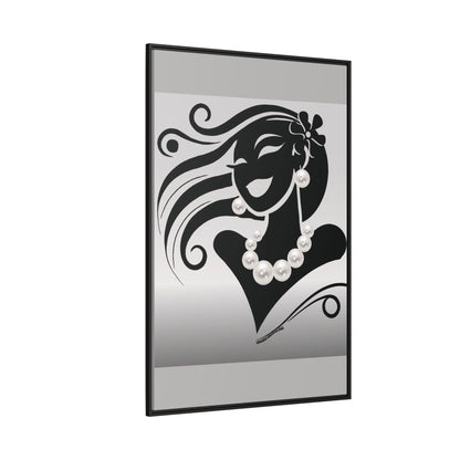 Pearls & Curls6 | Black and White - Framed Matte Canvas Art (black or white frame)