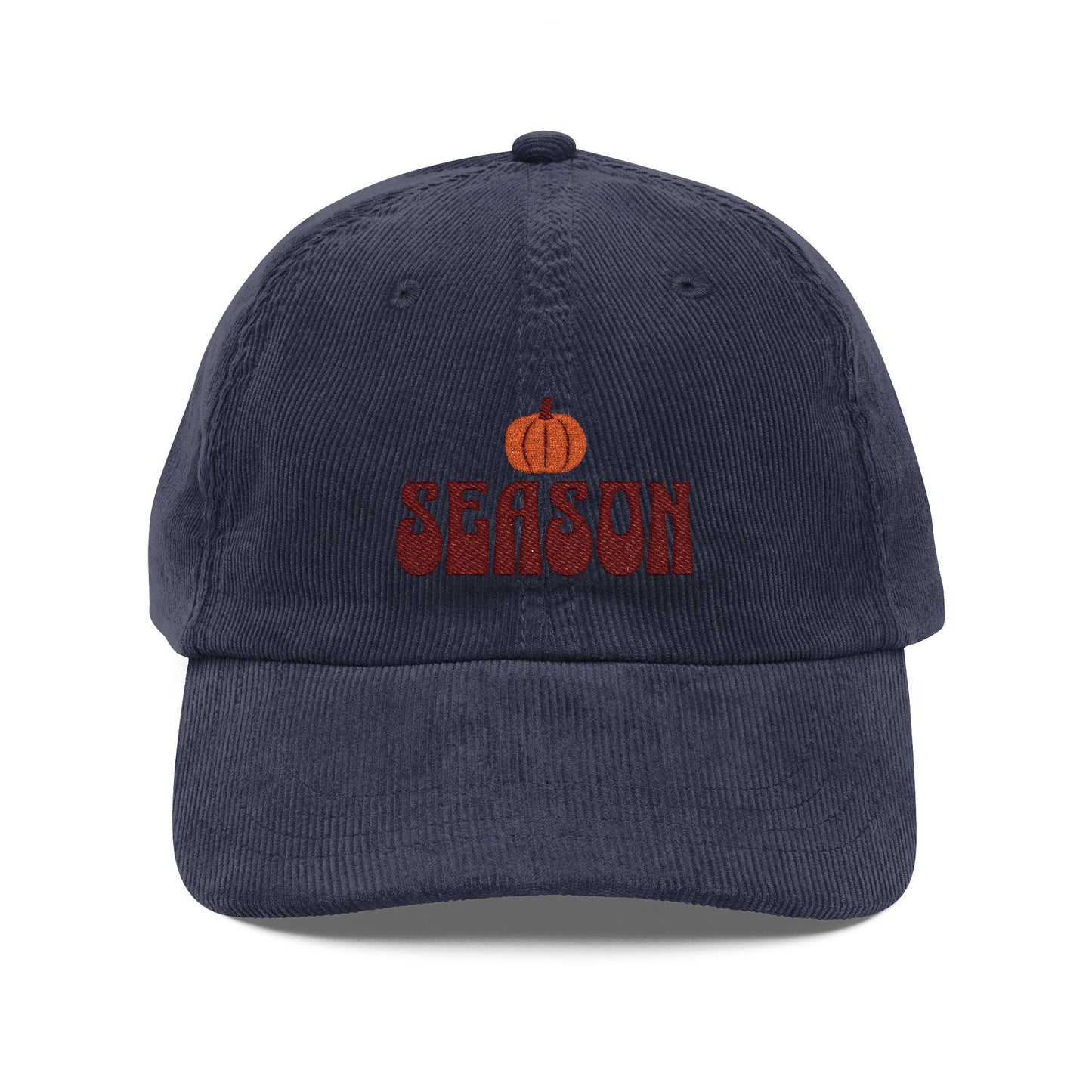 The Cozy Edit3| Maroon Embroidered Pumpkin Season Corduroy Cap