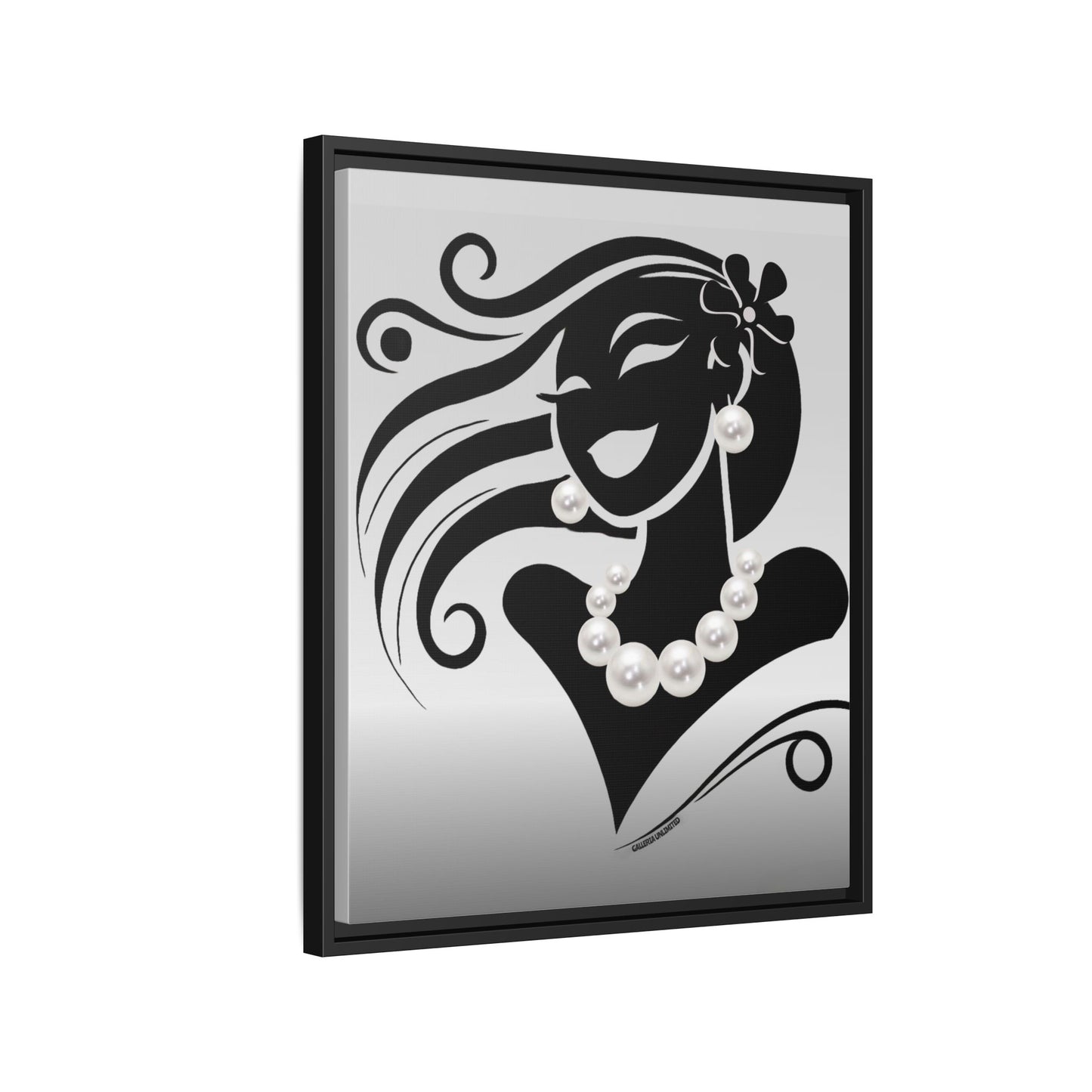 Pearls & Curls 6 | Black and White Framed Matte Canvas Wall Art (black or white frame)