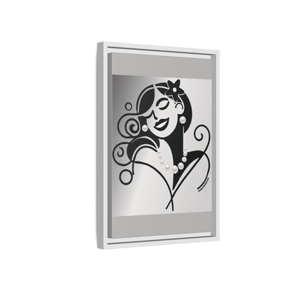 Pearls & Curls4 | Black and White - Framed Matte Canvas Art (black or white frame)