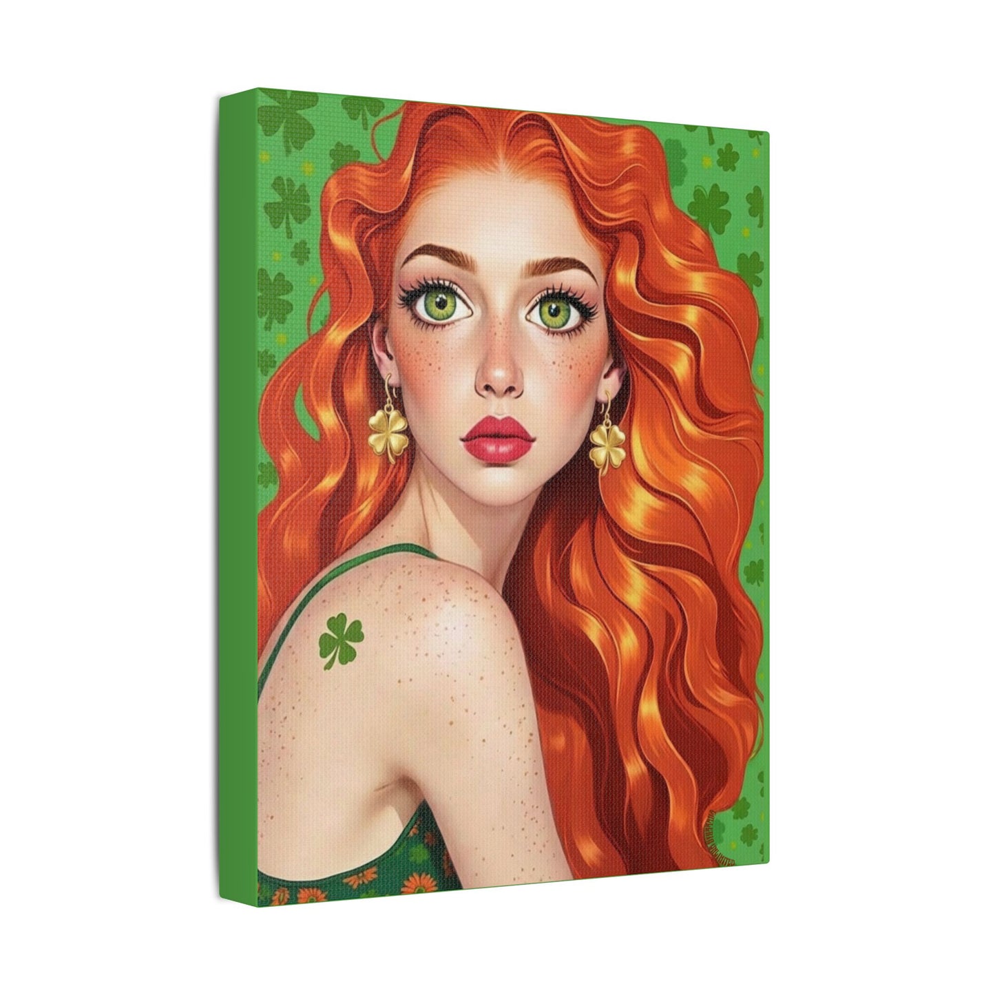Clovers 4 | Shamrock Goddess, Stretched Satin Canvas Print
