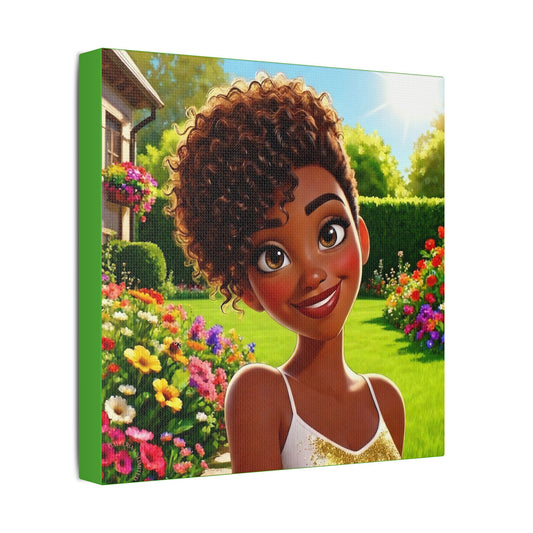 Spring Bloom | Lady Bug, Satin Stretched Canvas Print