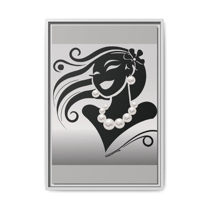 Pearls & Curls6 | Black and White - Framed Matte Canvas Art (black or white frame)