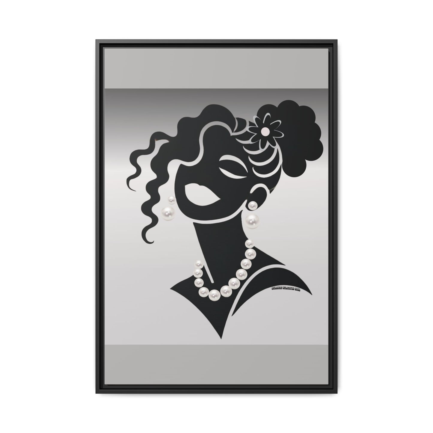 Pearls & Curls5 | Black and White - Framed Matte Canvas Art (black or white frame)