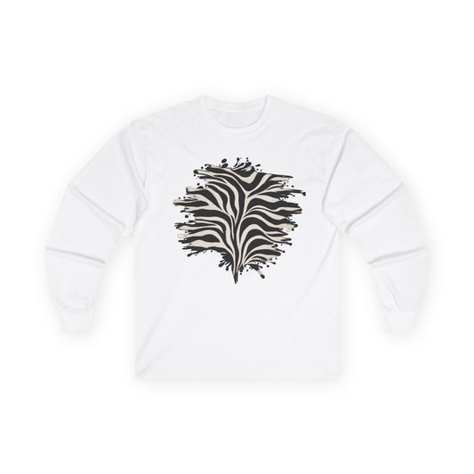 Zebra | Black & White Zebra Abstract Long Sleeve Tee