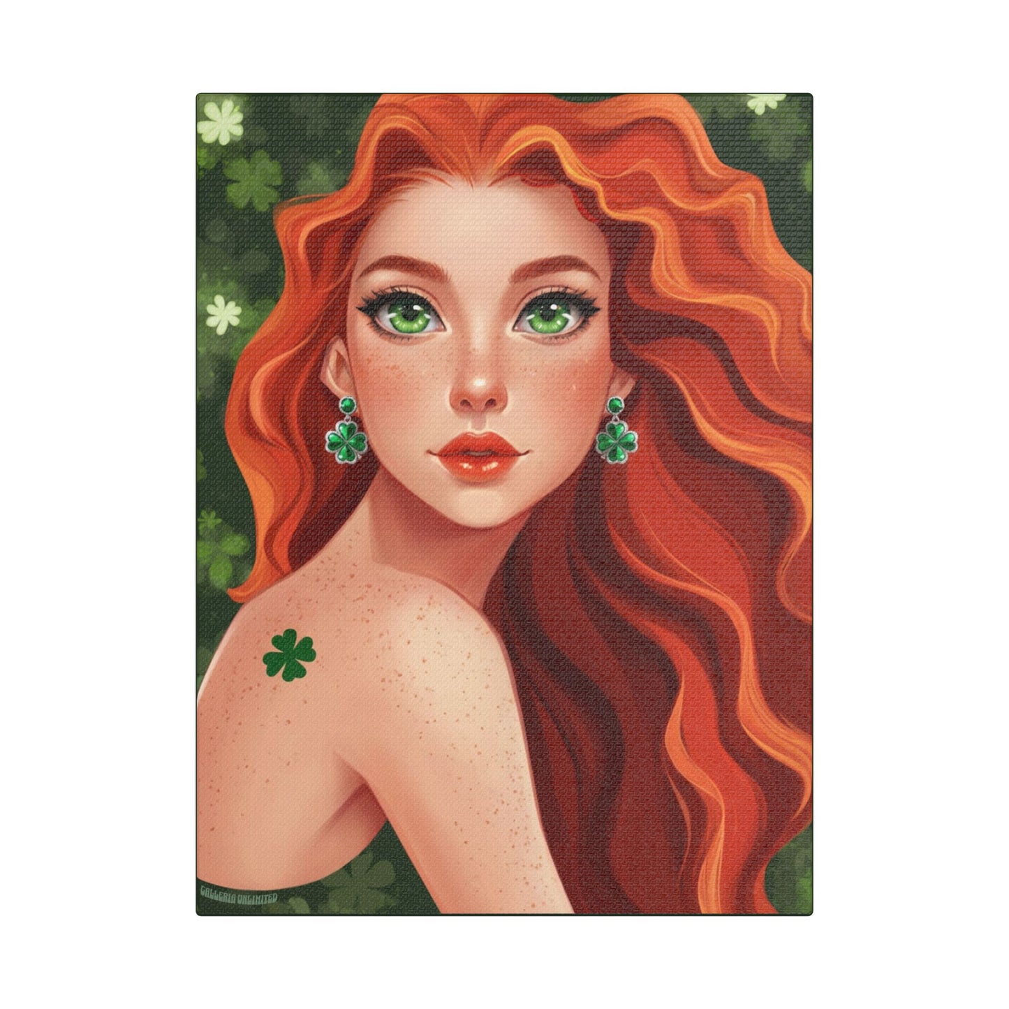 Clovers 1 | Emerald Whisper in Green, Stretched Satin Canvas Print