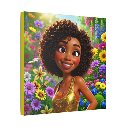 Spring Bloom | Bumblebee, Satin Stretched Canvas Print