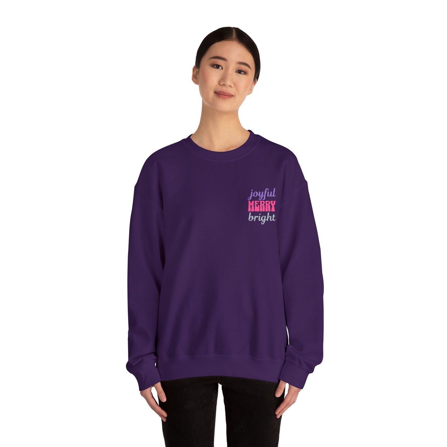 The Joyful Edit2 | Merry & Bright Embroidered Sweatshirt, PINK Palette (multiple colors)