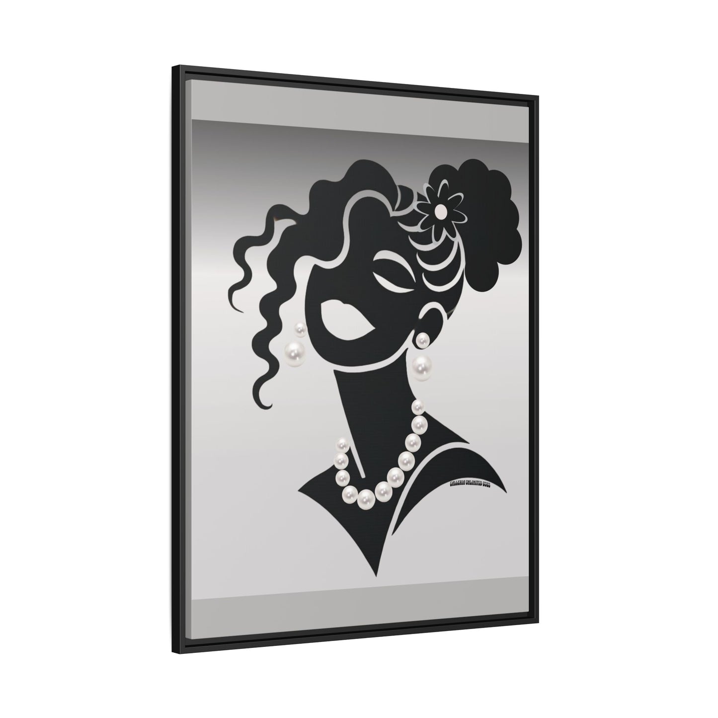 Pearls & Curls5 | Black and White - Framed Matte Canvas Art (black or white frame)
