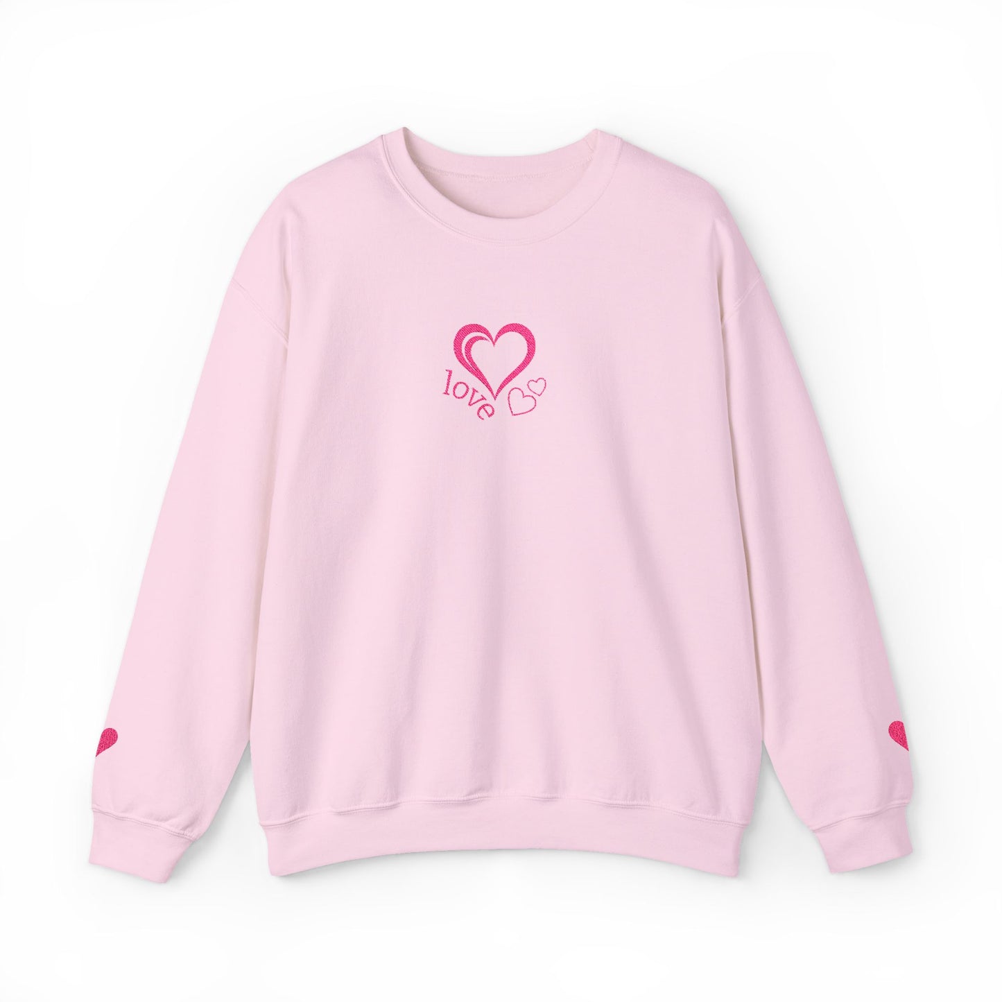 Heartbreaker 0 | Pink Embroidered Love Crewneck Sweatshirt