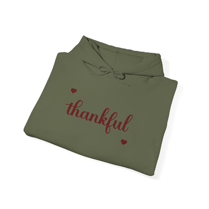 The Thankful Edit1 | Maroon Embroidered Thankful Hoodie, maroon hearts (multiple colors)