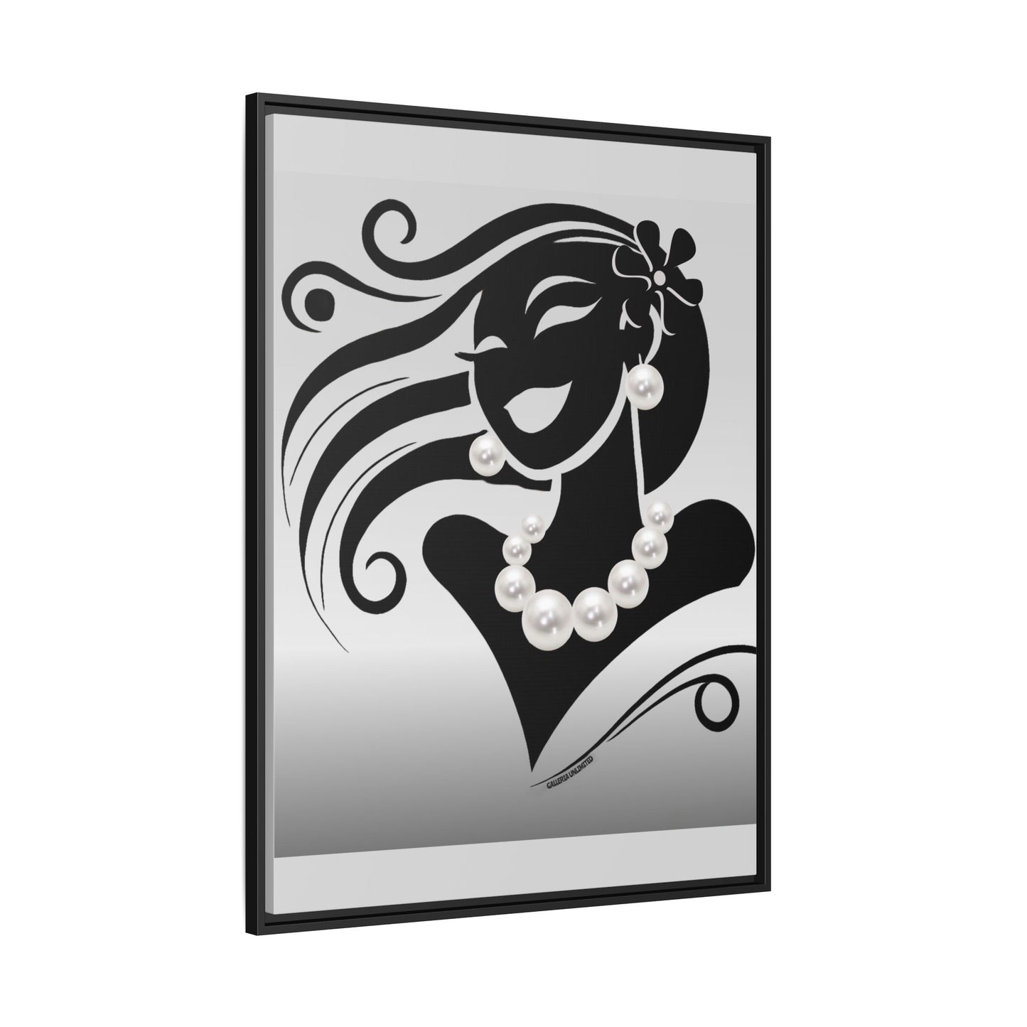 Pearls & Curls 6 | Black and White Framed Matte Canvas Wall Art (black or white frame)
