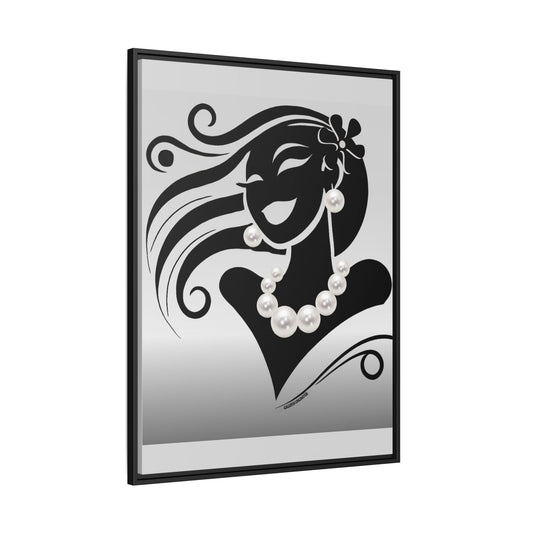 Pearls & Curls 6 | Black and White Framed Matte Canvas Wall Art (black or white frame)