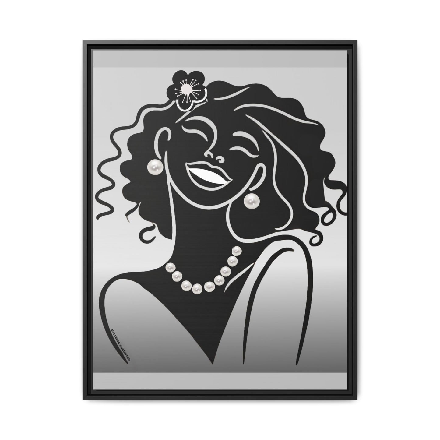 Pearls & Curls 2 | Black and White Framed Matte Canvas Wall Art (black or white frame)