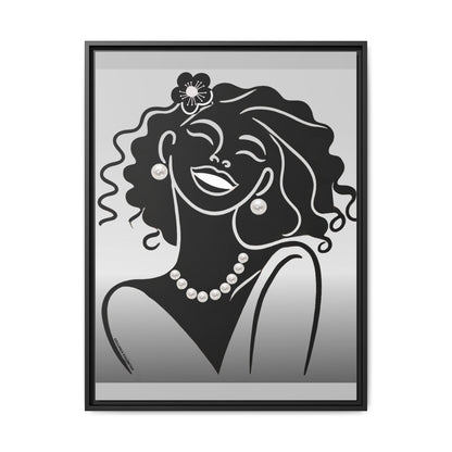 Pearls & Curls 2 | Black and White Framed Matte Canvas Wall Art (black or white frame)