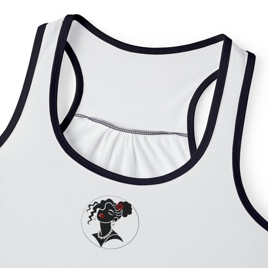 Pearls & Curls5 | White - Plain Ringer Tank (black or white trim)