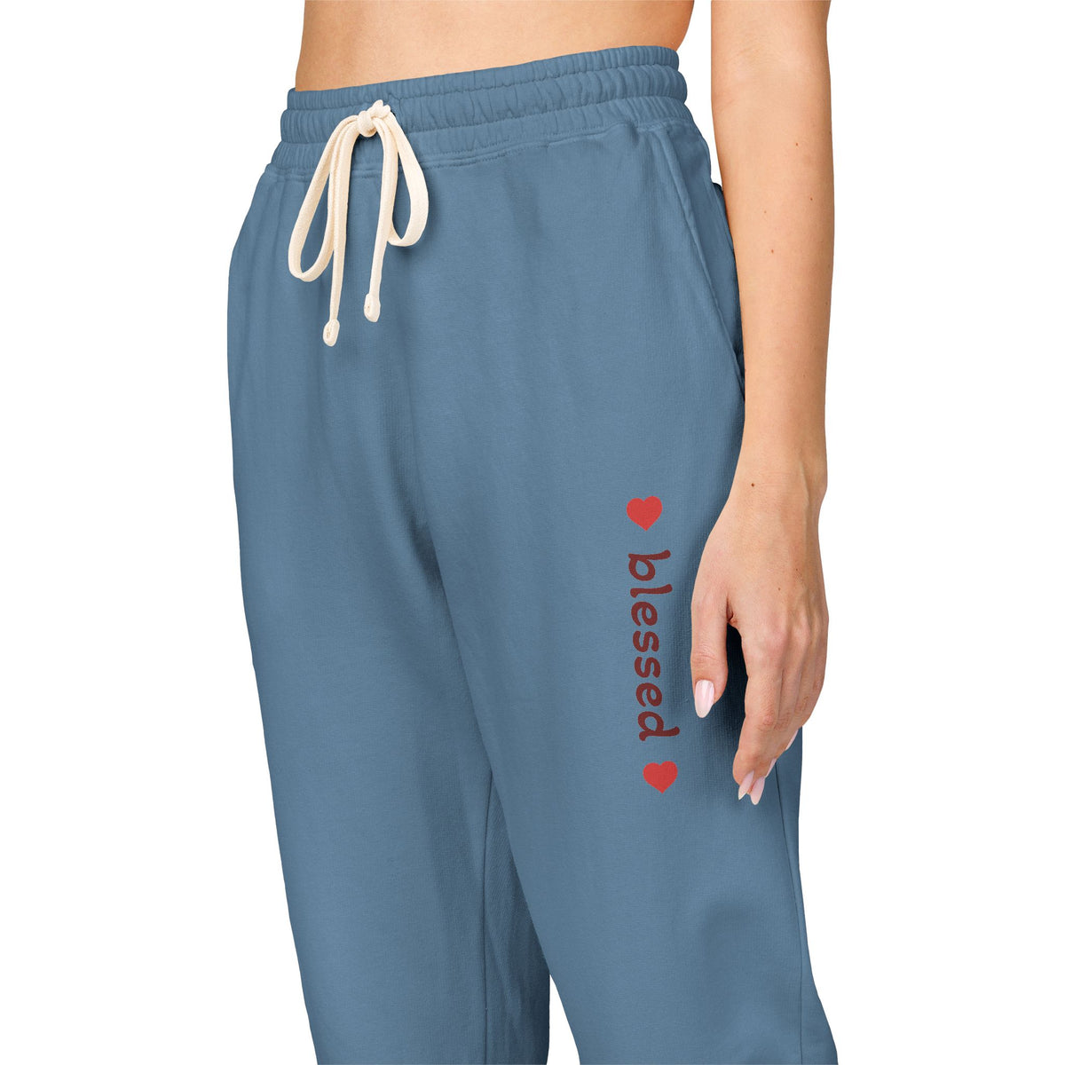 Harvest Haze 8 | 'Blessed' Vertical Red Script Joggers