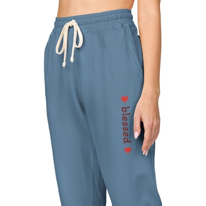 Harvest Haze 8 | 'Blessed' Vertical Red Script Joggers